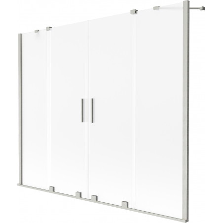 Mexen Velar Duo parawan nawannowy 2-skrzydłowy rozsuwany 200 x 150 cm, szron, nikiel szczotkowany - 896-200-000-32-97