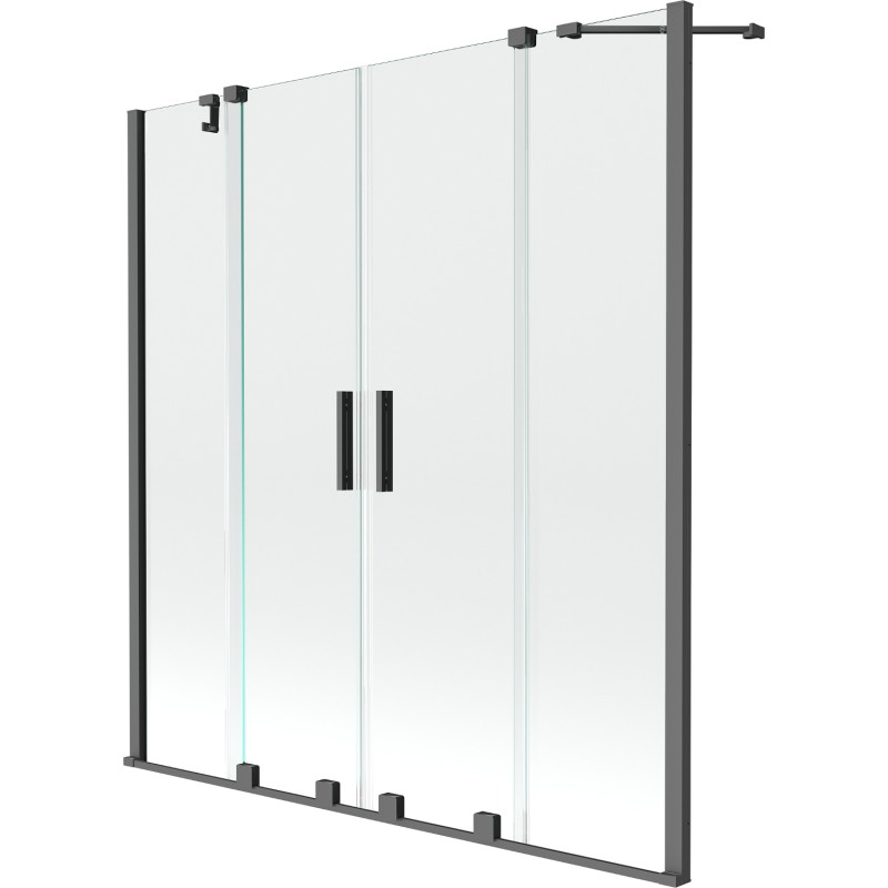 Mexen Velar Duo vannitoa kaheastmeline 2-osaline liuguks 150 x 150 cm, läbipaistev, relvmetall - 896-150-000-02-95