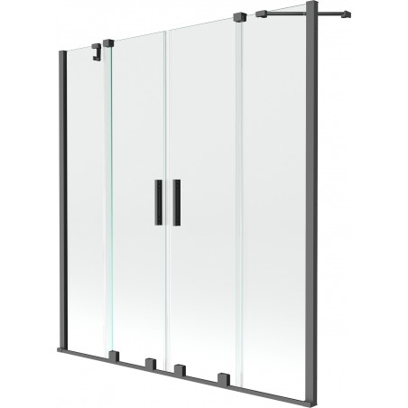 Mexen Velar Duo vannitoa kaheastmeline 2-osaline liuguks 150 x 150 cm, läbipaistev, relvmetall - 896-150-000-02-95