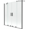 Mexen Velar Duo paravan za kadu s dvokrilnim kliznim vratima 150 x 150 cm, prozirno, gun metal - 896-150-000-02-95