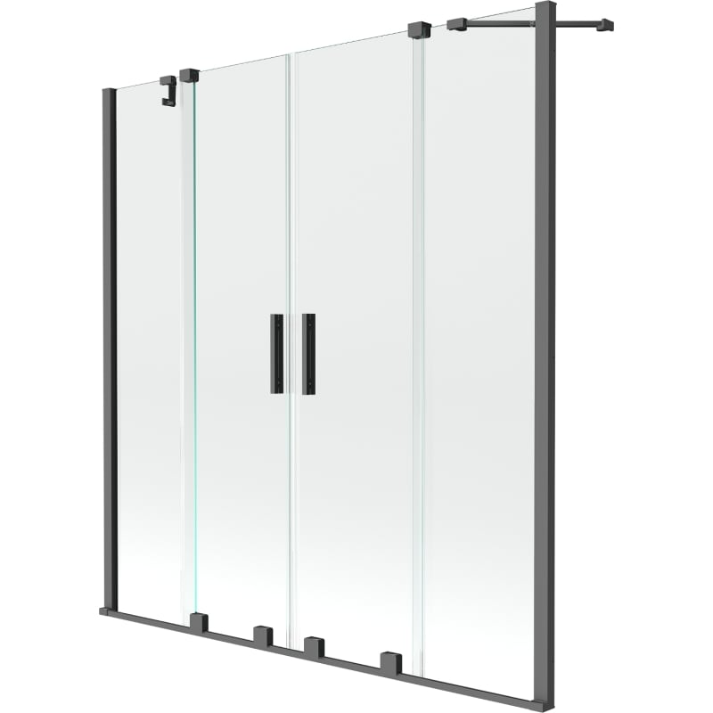 Mexen Velar Duo kahepoolne duššisein, 2-osaline lükand 160 x 150 cm, läbipaistev, gun metal - 896-160-000-02-95
