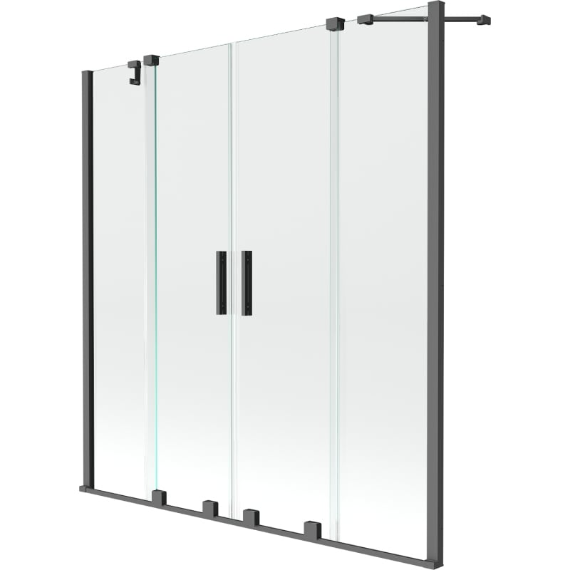 Mexen Velar Duo kaksiosainen liukuva kylpyammeen suojaseinä 160 x 150 cm, läpinäkyvä, gun metal - 896-160-000-02-95