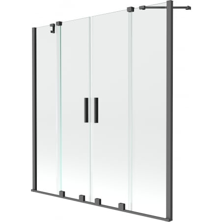 Mexen Velar Duo kahepoolne duššisein, 2-osaline lükand 160 x 150 cm, läbipaistev, gun metal - 896-160-000-02-95