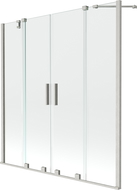 Mexen Velar Duo badwand scherm 2-delig uitschuifbaar 160 x 150 cm, transparant, geborsteld nikkel - 896-160-000-02-97