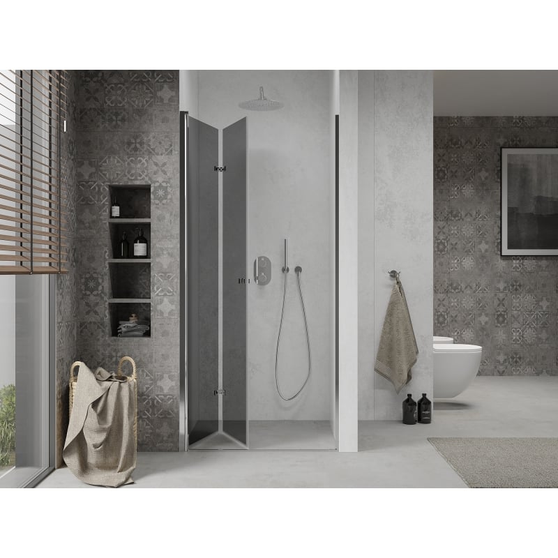 Mexen Lima folding shower door 90 cm, graphite, chrome - 856-090-000-01-40