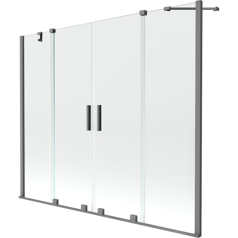 Mexen Velar Duo Badewannenfaltwand 2-flügelig verschiebbar 200 x 150 cm, transparent, gun metal - 896-200-000-02-95
