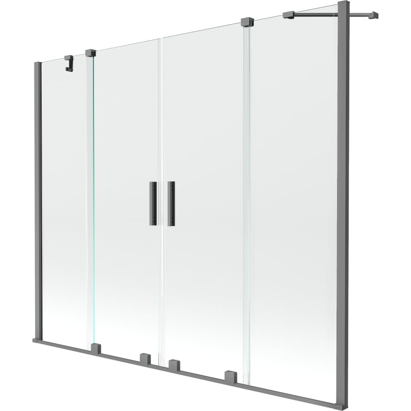Mexen Velar Dúo de mampara de bañera de 2 paneles corredizos 200 x 150 cm, transparente, metal gun - 896-200-000-02-95