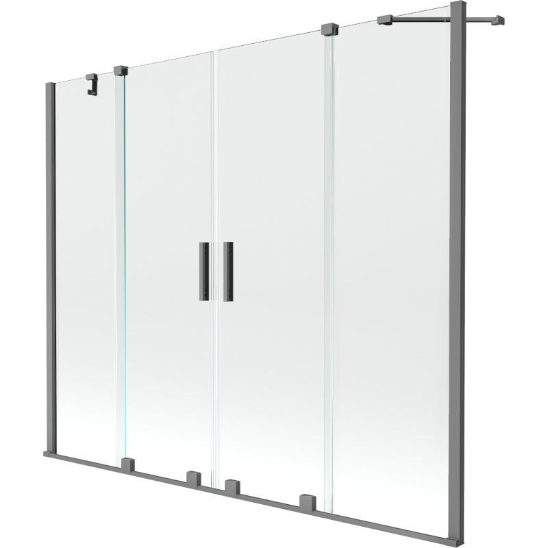 Mexen Velar Duo Duschwand zwou-deelbar 200 x 150 cm, transparent, Gun Metal - 896-200-000-02-95
