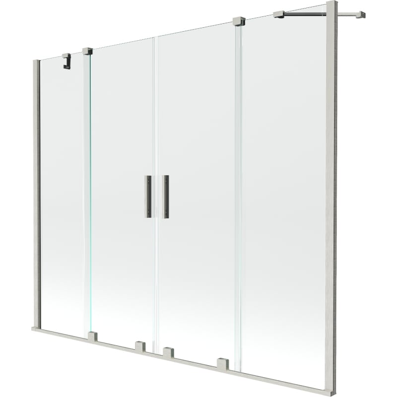 Mexen Velar Duo Badewannenfaltwand 2-flügelig verschiebbar 200 x 150 cm, transparent, gebürsteter Nickel - 896-200-000-02-97