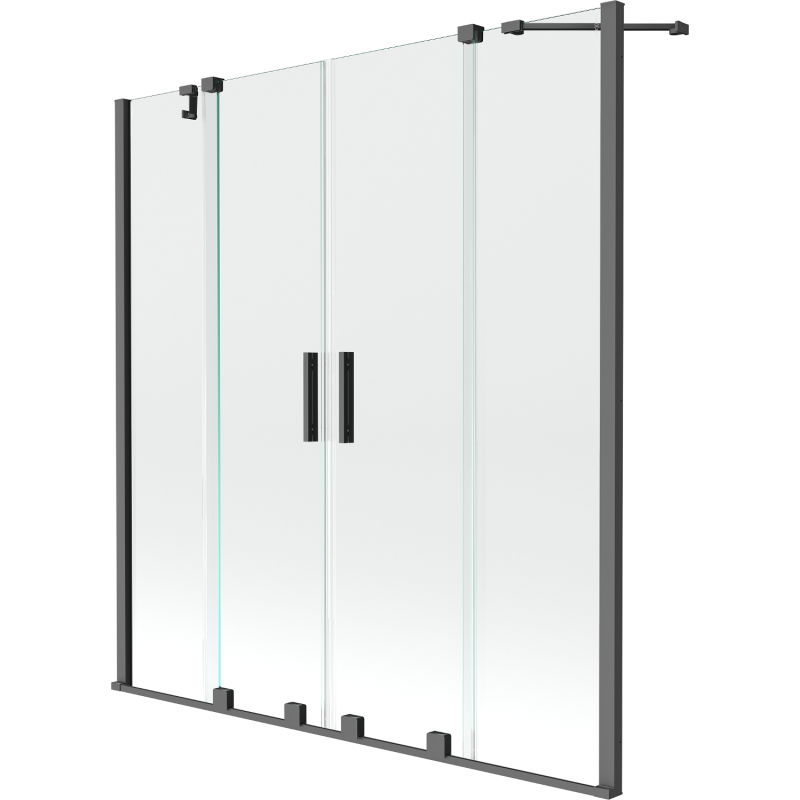 Mexen Velar Duo Badewannenwand 2-flügelig verschiebbar 140 x 150 cm, transparent, Gun Metal - 896-140-000-02-95