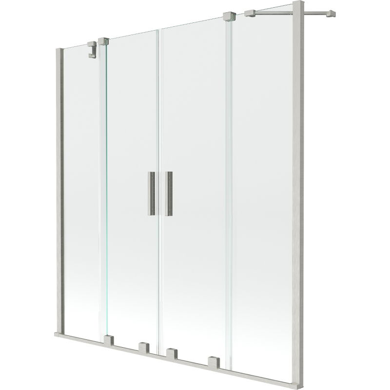 Mexen Velar Duo Badewannenwand 2-teilig verschiebbar 140 x 150 cm, transparent, gebürsteter Nickel - 896-140-000-02-97