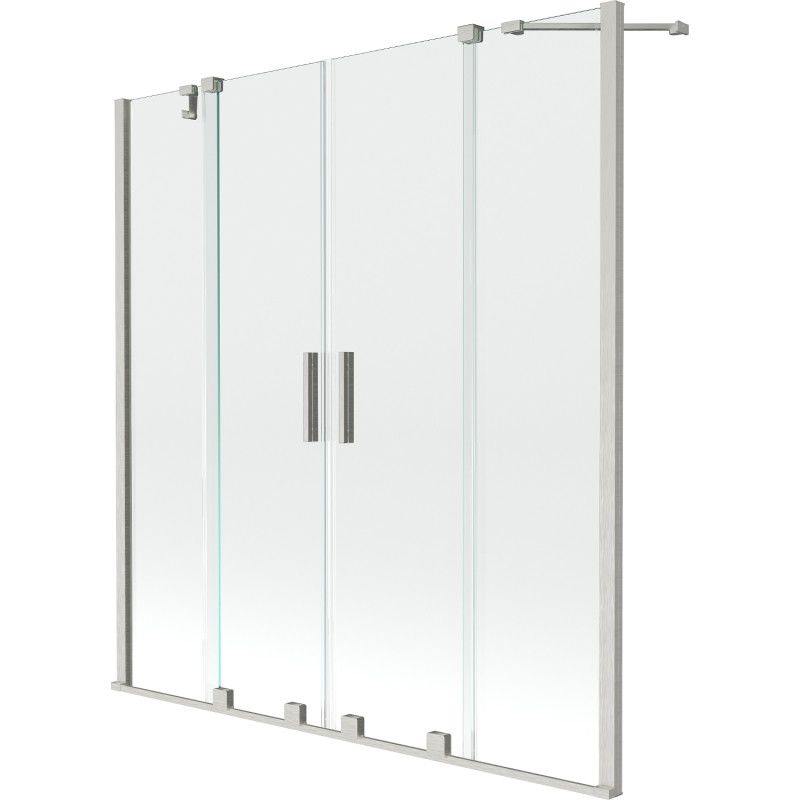 Mexen Velar Duo vannitoa vahesein 2-osalise pööratav 140 x 150 cm, läbipaistev, harjatud nikkel - 896-140-000-02-97
