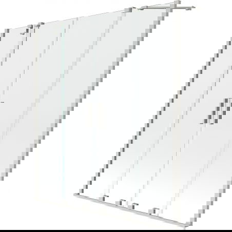Mexen Velar Duo Badewannenwand 2-teilig verschiebbar 140 x 150 cm, transparent, gebürsteter Nickel - 896-140-000-02-97
