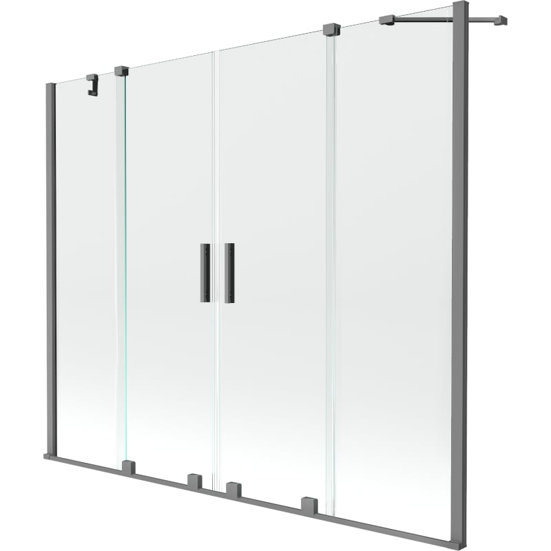 Mexen Velar Duo vannitoasirm 2-osaline lükand 170 x 150 cm, läbipaistev, relvmetall - 896-170-000-02-95