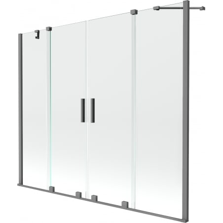 Mexen Velar Duo vannitoasirm 2-osaline lükand 170 x 150 cm, läbipaistev, relvmetall - 896-170-000-02-95