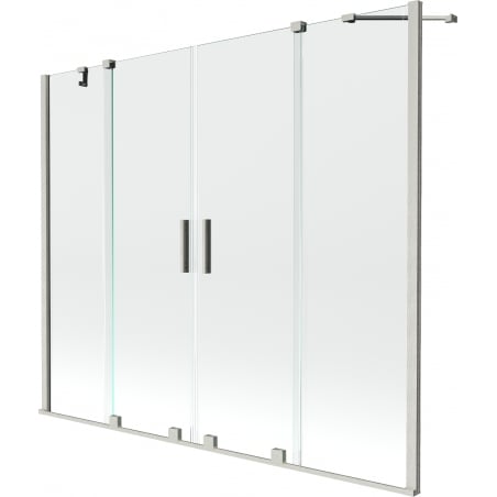 Mexen Velar Duo-Badewannenfaltwand, 2-flügelig, verschiebbar, 170 x 150 cm, transparent, gebürstetes Nickel - 896-170-000-02-97