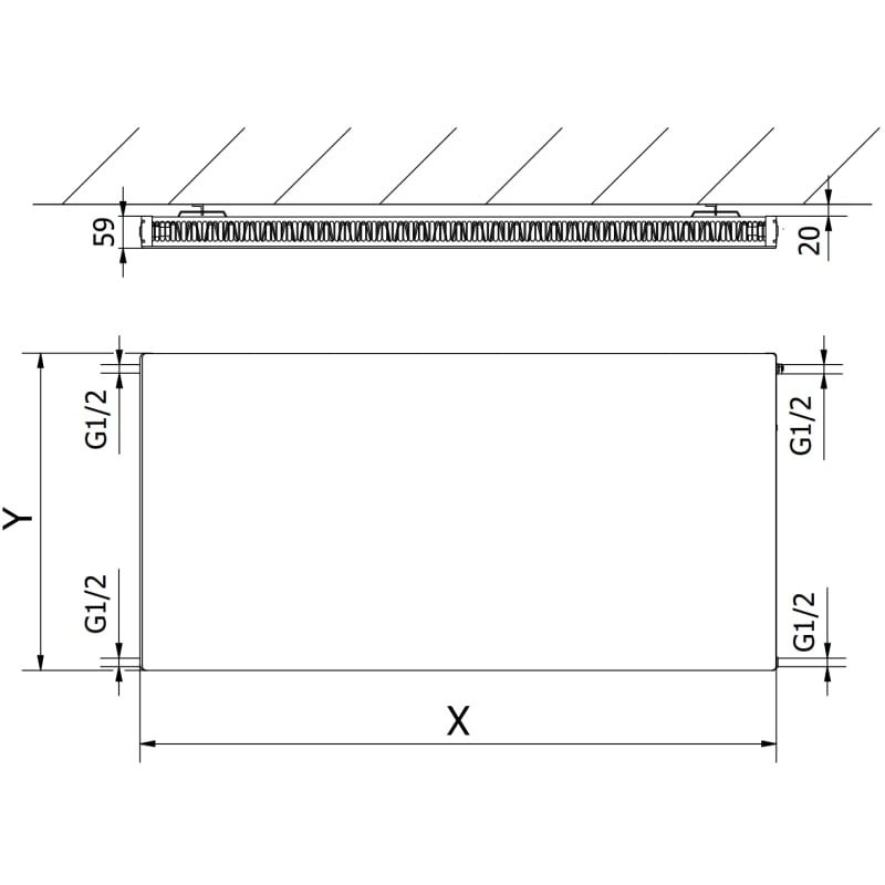Mexen Flat CF11 grzejnik płytowy 400 x 1500 mm, podłączenie boczne, 833 W, czarny - W411F-040-150-70