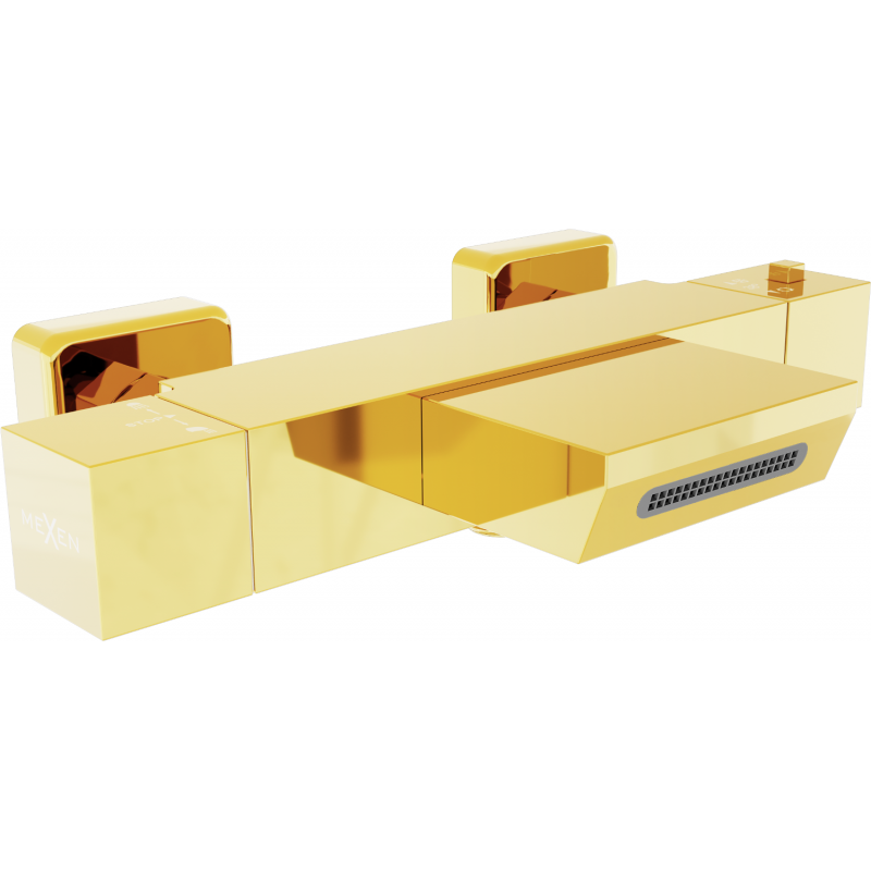 Mexen Cube Thermostat-Badewannenarmatur, gold - 77360-50