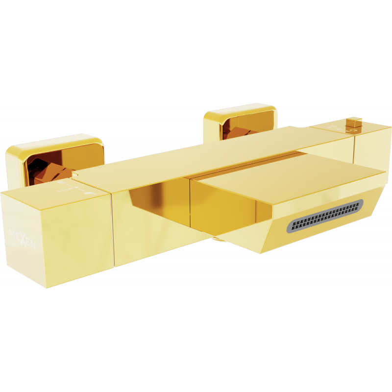 Mexen Cube thermostatische badkraan, goud - 77360-50