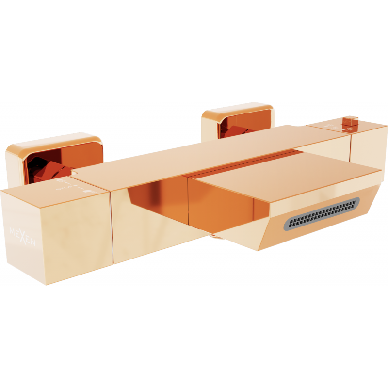 Mexen Cube termostatisk badkarsblandare, roséguld - 77360-60