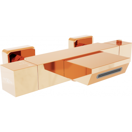 Mexen Cube termostatisk badkarsblandare, roséguld - 77360-60