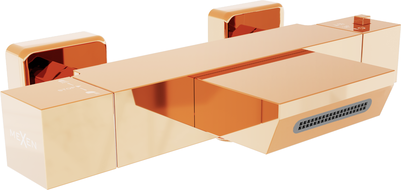 Mexen Cube thermostatic bathtub faucet, rose gold - 77360-60