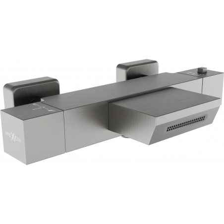 Mexen Cube thermostatic bathtub faucet, brushed gun gray - 77360-66