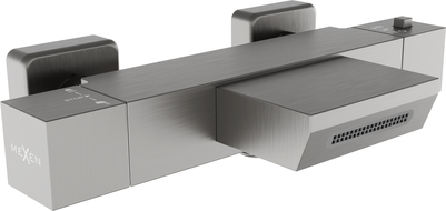 Mexen Cube rubinetteria termostatica per vasca, grigio canna di fucile spazzolato - 77360-66