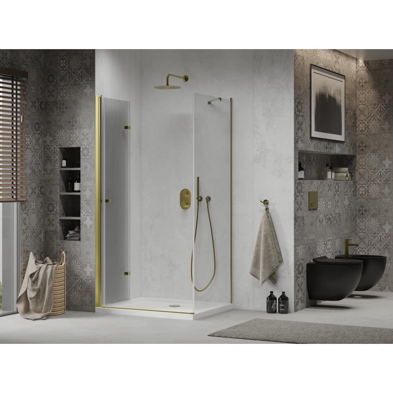 Mexen Lima cabine de douche pliante 70 x 100 cm, transparent, or + receveur plat - 856-070-100-50-00-4010
