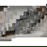 Mexen Lima faltbare Duschkabine 80 x 70 cm, transparent, gold + Duschwanne Flat - 856-080-070-50-00-4010