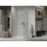 Mexen Lima folding shower cabin 80 x 70 cm, transparent, gold + Flat tray - 856-080-070-50-00-4010