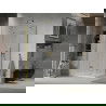 Mexen Lima faltbare Duschkabine 80 x 70 cm, transparent, gold + Duschwanne Flat - 856-080-070-50-00-4010