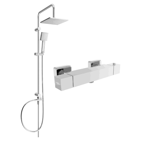 Mexen Tord Aufputz-Duschset mit Regenduschkopf und thermostatischer Duscharmatur Cube, Chrom - 77200200-00