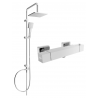 Mexen Cube Tord conjunto de chuveiro de superfície com chuveiro de teto e misturadora de chuveiro termostática, cromado