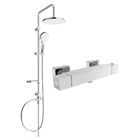 Mexen Erik set doccia esterno con soffione e rubinetto doccia termostatico Cube, cromo - 77200205-00