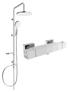 Mexen Cube Erik ensemble de douche externe avec pomme de douche et mitigeur thermostatique, chrome - 77200205-00