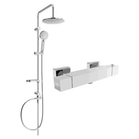 Mexen Carl ensemble de douche en saillie avec douche de tête et mitigeur thermostatique Cube, chrome - 77200240-00