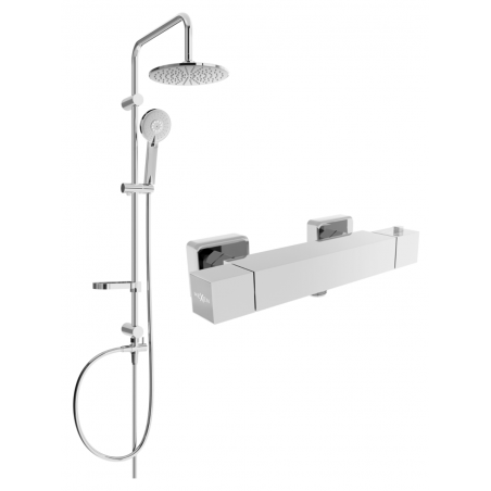 Mexen Cube Carl set doccia esterno con soffione e miscelatore termostatico, cromo - 77200240-00