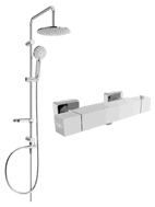 Mexen Cube Carl exposed shower set with overhead shower and thermostatic shower mixer, chrome - 77200240-00