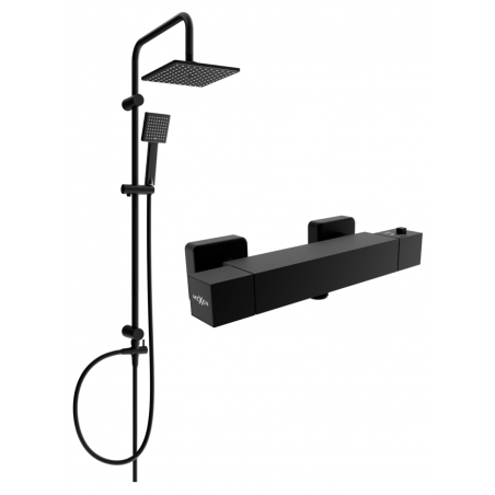 Mexen Cube Tord set doccia esterno con soffione e miscelatore termostatico, nero - 77200200-70