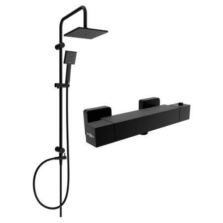Mexen Tord Aufputz-Duschset mit Regendusche und Thermostat-Duscharmatur Cube, schwarz - 77200200-70