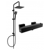 Mexen Tord Aufputz-Duschset mit Regendusche und Thermostat-Duscharmatur Cube, schwarz - 77200200-70