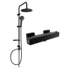 Mexen Erik Aufputz-Duschset mit Regenbrause und thermostatischer Duscharmatur Cube, schwarz - 77200205-70