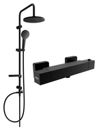 Mexen Erik exposed shower set with rain showerhead and Cube thermostatic shower mixer, black - 77200205-70
