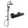 Mexen Carl exposed shower set with overhead shower and thermostatic mixing valve Cube, black - 77200240-70