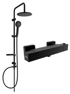 Mexen Carl conjunto de ducha externo con rociador y grifo de ducha termostático Cube, negro - 77200240-70