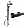 Mexen Sven Aufputz-Duschsystem mit Kopfbrause und thermostatischer Duscharmatur Cube, schwarz - 77200262-70