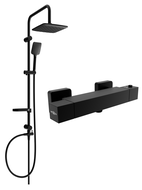 Mexen Sven conjunto de ducha empotrado con rociador y grifo de ducha termostático Cube, negro - 77200262-70
