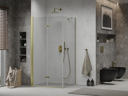 Mexen Lima sklopiva tuš kabina 80 x 90 cm, prozirna, zlatna - 856-080-090-50-00