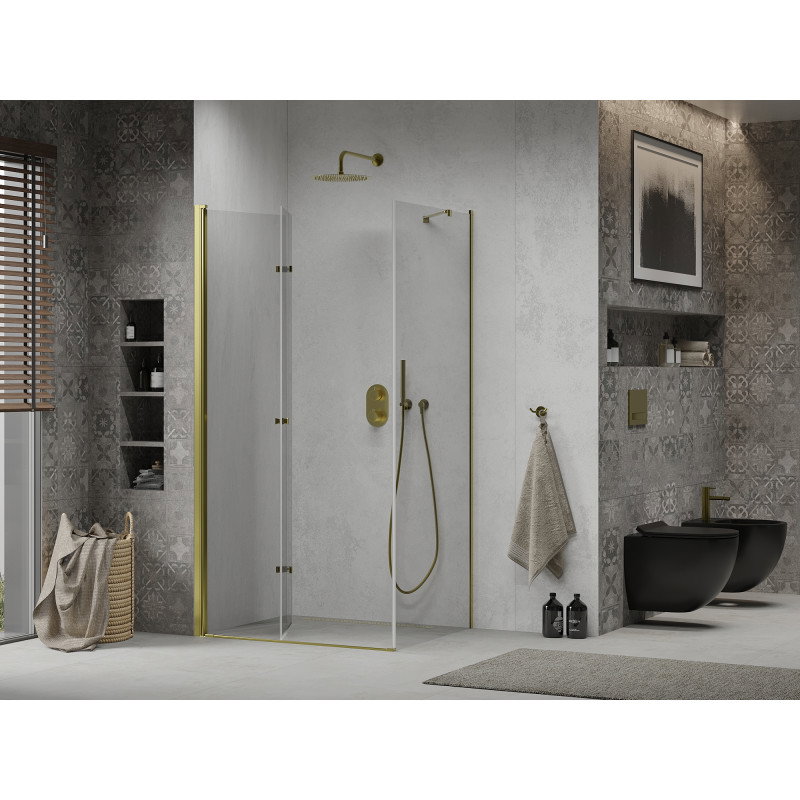 Mexen Lima folding shower cabin 100 x 70 cm, transparent, gold - 856-100-070-50-00